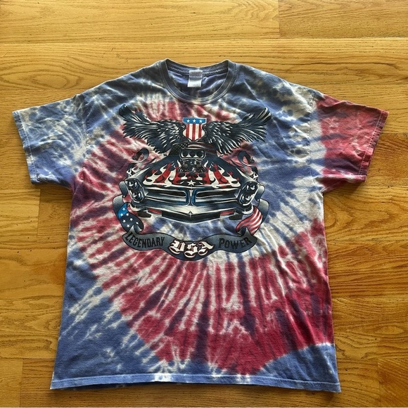 Gildan Other - Vintage Tie Dye T-Shirt Legendary USA Power Hot Rod Drag Car Size XL